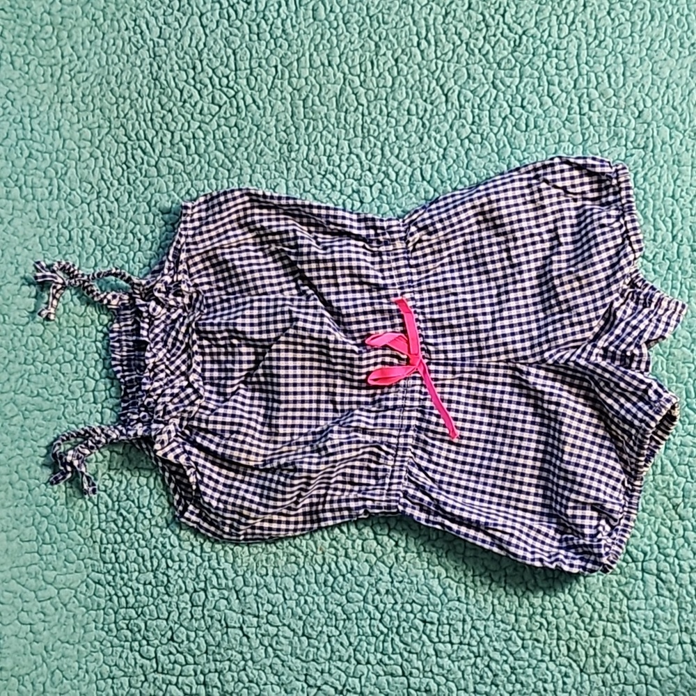 2T blue gingham romper